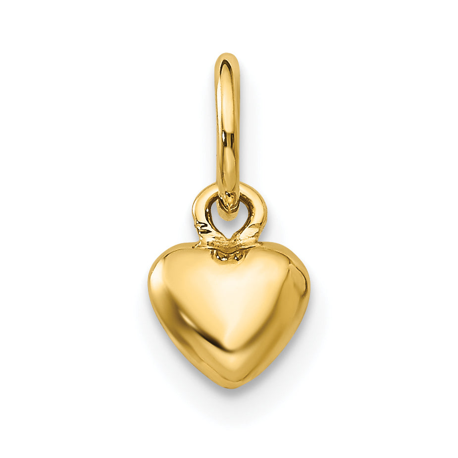 14K Polished 3-D Puffed Heart Charm