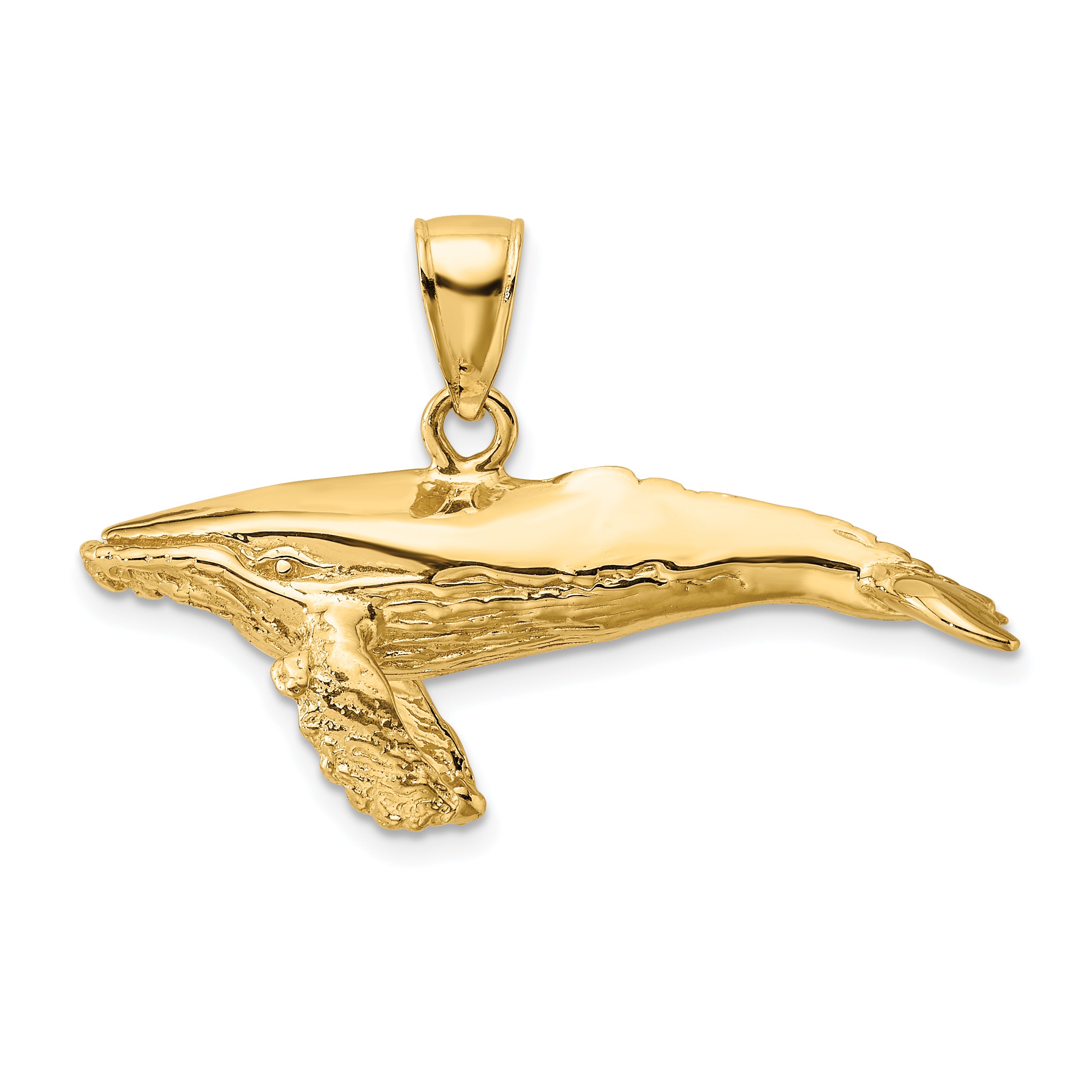 14K 3-D Textured Underside Humpback Whale Charm