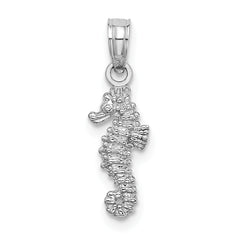 14K White Gold 3-D Mini Seahorse Charm