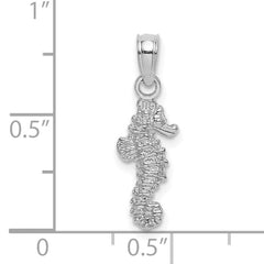 14K White Gold 3-D Mini Seahorse Charm