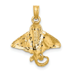 14K Textured Spotted Eagle Ray Charm