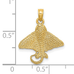 14K Textured Spotted Eagle Ray Charm