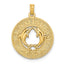 Circle with Dolphins Charm in 14K Yellow Gold, 25mm Brushed & Textured - Sophia Jewelers