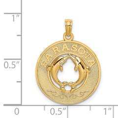 14K SARASOTA w/Dolphins Circle Charm