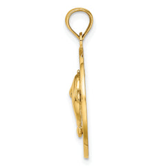 14K SAINT AUGUSTINE w/Dolphins Circle Charm