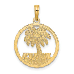 14K JAMAICA Palm Tree Circle Charm