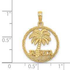14K JAMAICA Palm Tree Circle Charm