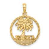 14K JAMAICA Palm Tree Circle Charm