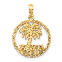 14K JAMAICA Palm Tree Circle Charm