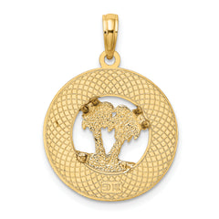 14K FLORIDA w/Double Palm Tree Circle Charm