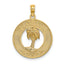 Florida Palm Tree Circle Charm in 14K Yellow Gold, 25mm - Sophia Jewelers
