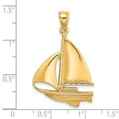 14K Polished Sailboat Charm