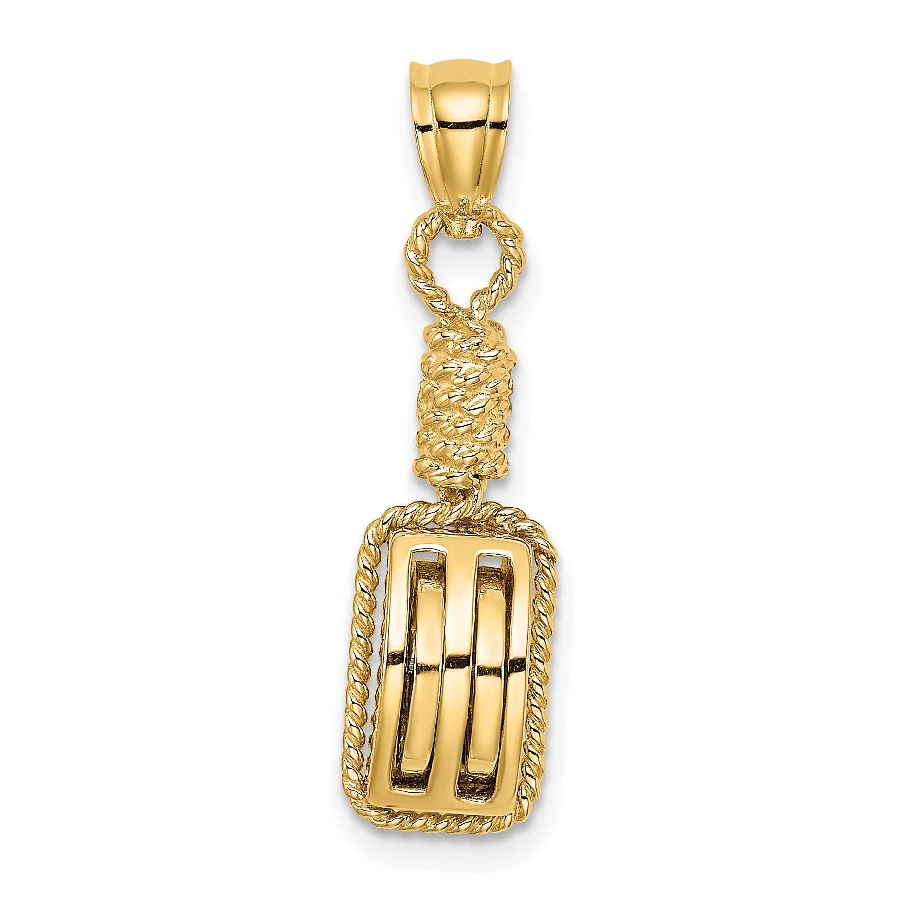 14K 3D Block Mariners Pulley Charm