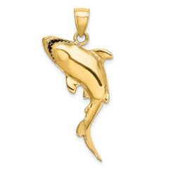 14K 3-D Polished Shark Charm