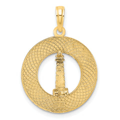 14K SAINT AUGUSTINE w/Lighthouse Circle Charm