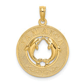 14K JAMAICA w/Dolphins Circle Charm