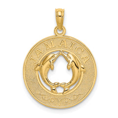 14K JAMAICA w/Dolphins Circle Charm