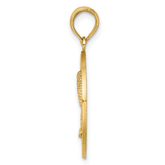 14K SAINT AUGUSTINE w/Palm Tree Circle Charm