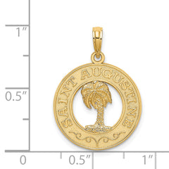 14K SAINT AUGUSTINE w/Palm Tree Circle Charm