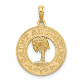 14K SAINT AUGUSTINE w/Palm Tree Circle Charm