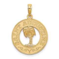 14K SAINT AUGUSTINE w/Palm Tree Circle Charm