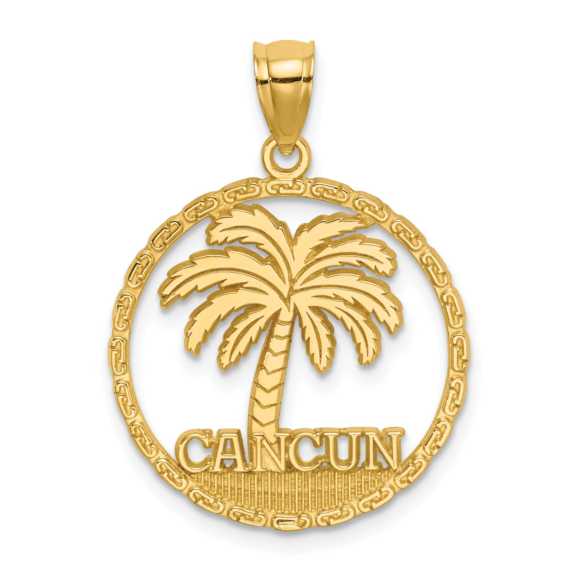 14K CANCUN Palm Tree Circle Charm