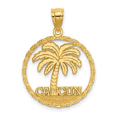 14K CANCUN Palm Tree Circle Charm