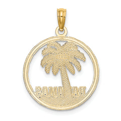 14K BAHAMAS Palm Tree Round Charm