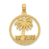 14K BAHAMAS Palm Tree Round Charm