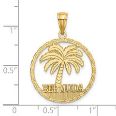 14K BERMUDA Palm Tree Round Charm