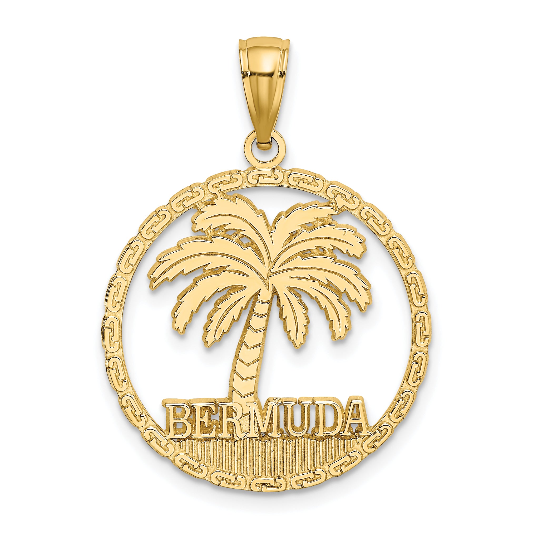 14K BERMUDA Palm Tree Round Charm