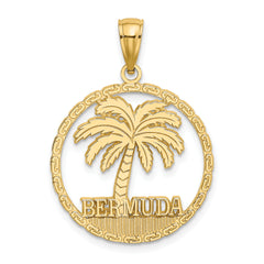 14K BERMUDA Palm Tree Round Charm