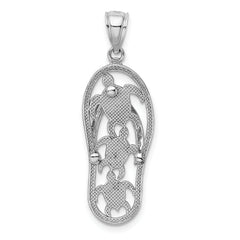 14K White Gold Triple Turtle Flip-Flop Charm