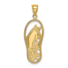 14K Polished Dolphin Flip-Flop Charm