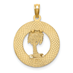 14K TURKS AND CAICOS w/ Palm Tree Circle Charm