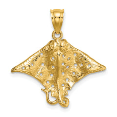 14K Spotted Eagle Ray with Holes Charm