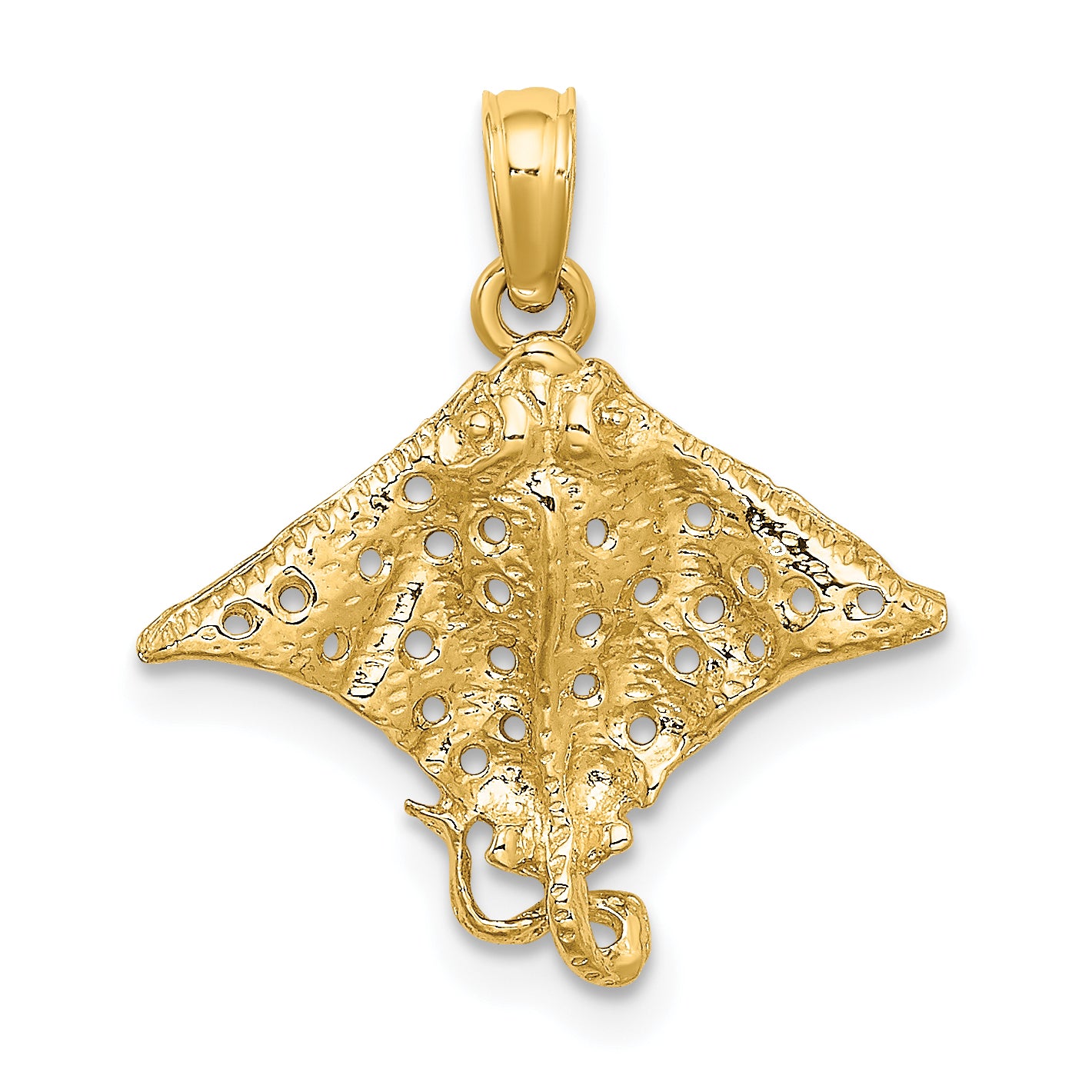 14K Spotted Eagle Ray with Holes Charm