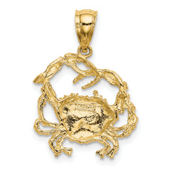 14K Textured Crab Charm
