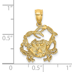 14K Textured Crab Charm