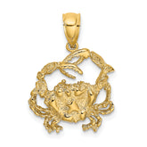 14K Textured Crab Charm