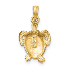 14K Textured Sea Turtle Charm