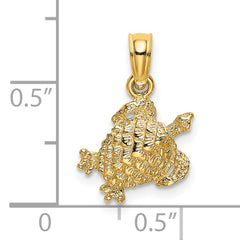 14K Textured Sea Turtle Charm