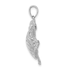 14K White Gold Textured Sea Turtle Charm