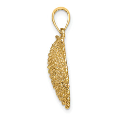 14K Textured Scallop Shell Charm