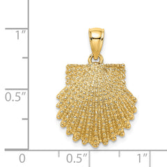 14K Textured Scallop Shell Charm