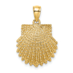 14K Textured Scallop Shell Charm