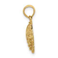 14K Textured Scallop Shell Charm