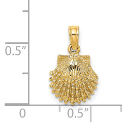 14K Textured Scallop Shell Charm