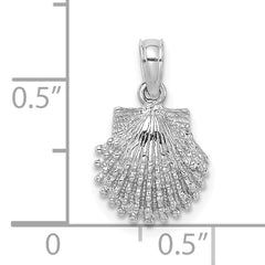14K White Gold Textured Scallop Shell Charm