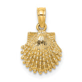 14K Textured Scallop Shell Charm